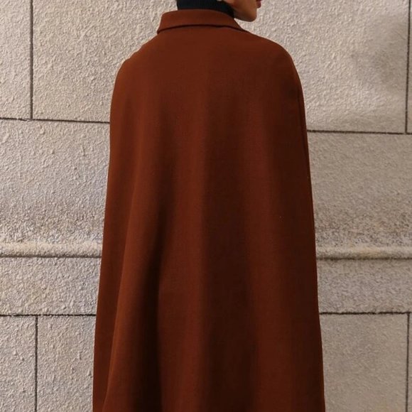 Horsebit clousure Cape Overcoat Jacket brown - Picture 5 of 5